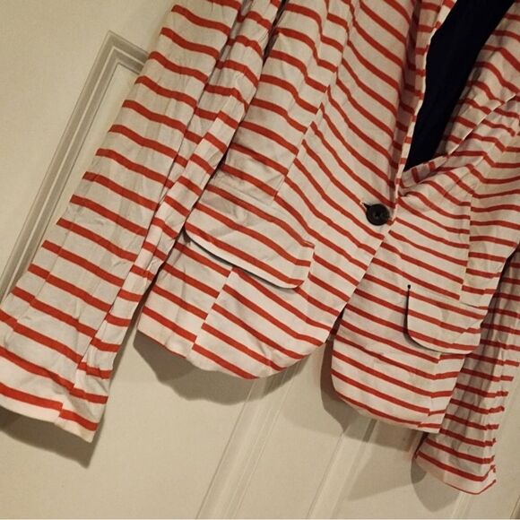 Monteau pink and white striped stretchy blazer - Picture 3 of 4